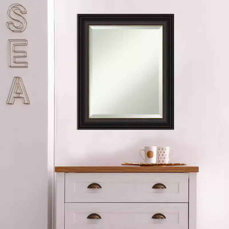 Specchio da parete con cornice, bronzo anticato, finitura anticata