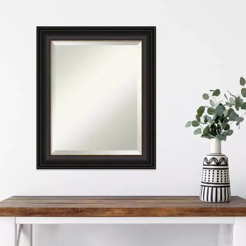 Specchio da parete con cornice, bronzo anticato, finitura anticata