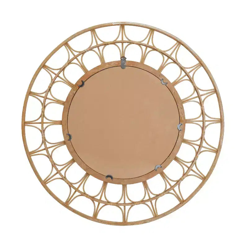 Specchio da parete rotondo Boho Bamboo Starburst, marrone, 89 cm