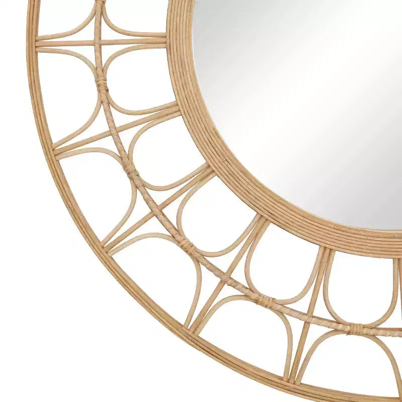 Specchio da parete rotondo Boho Bamboo Starburst, marrone, 89 cm