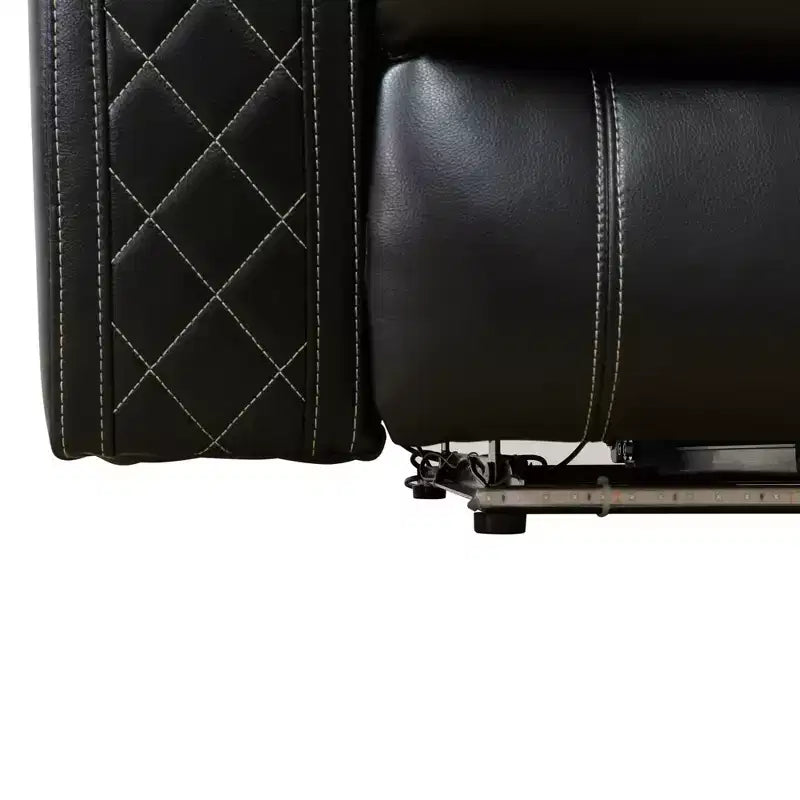 Poltrona Reclinabile Elettrica in Pelle con Ricarica USB, Illuminazione a LED e Schienale Regolabile, Nera