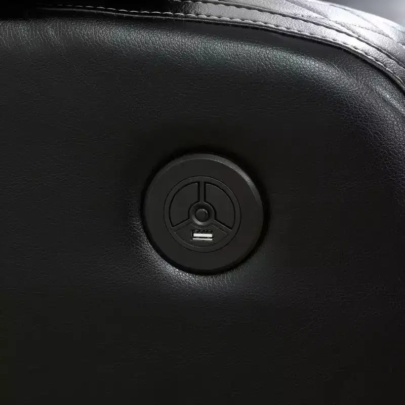 Poltrona Reclinabile Elettrica in Pelle con Ricarica USB, Illuminazione a LED e Schienale Regolabile, Nera