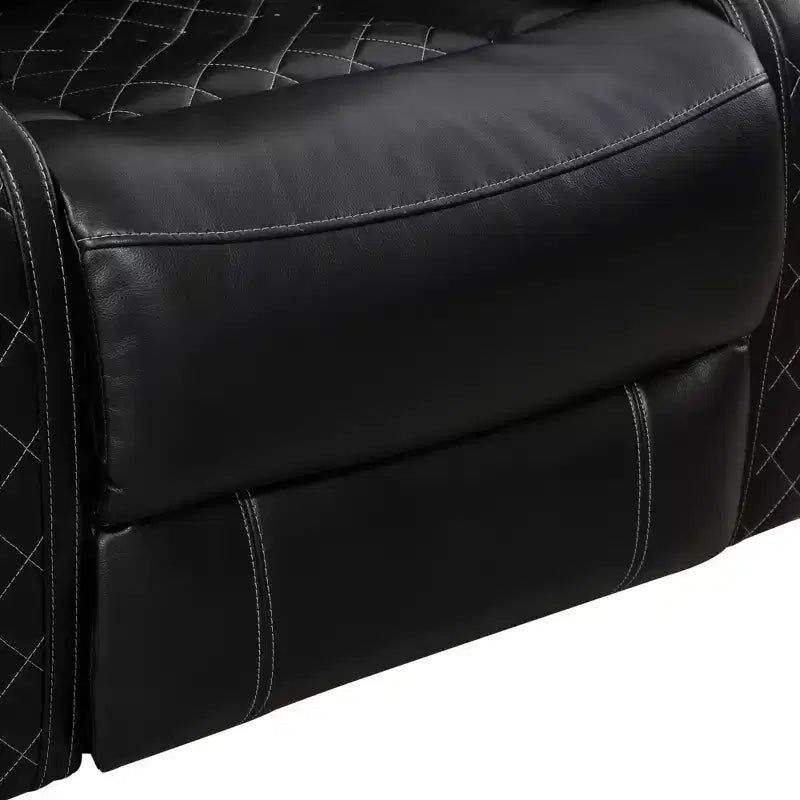 Poltrona Reclinabile Elettrica in Pelle con Ricarica USB, Illuminazione a LED e Schienale Regolabile, Nera