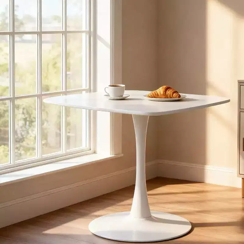 Tavolo da Pranzo Quadrato con Piedistallo, Stile Moderno da Caffetteria per Spazi Compatti