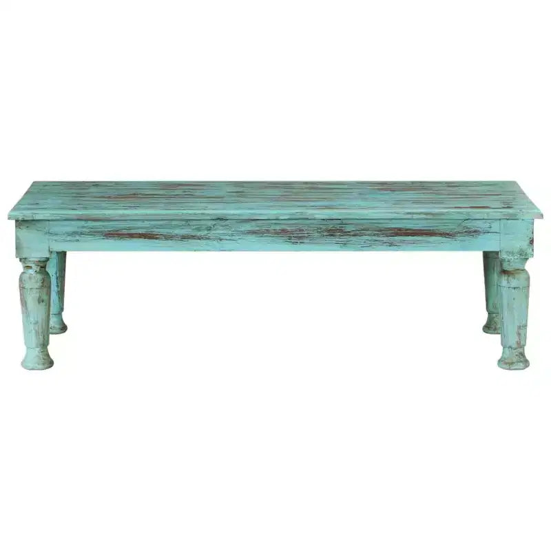 Solid Reclaimed Wood Coffee Table, Multicolor Distressed Finish, 43.3" x 19.7" x 13.4"