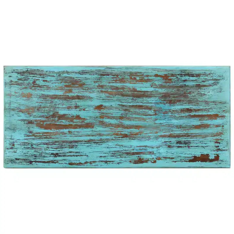 Tavolino da caffè in legno massello di recupero, finitura anticata multicolore, 110 x 50 x 34 cm