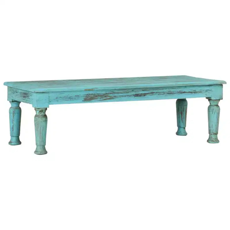 Tavolino da caffè in legno massello di recupero, finitura anticata multicolore, 110 x 50 x 34 cm