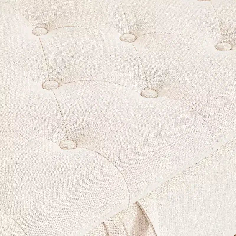 Panca contenitore/ottoman grande imbottita con bottoni a capitonné, lino, per camera da letto/ingresso/soggiorno
