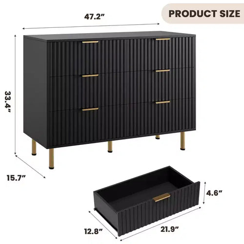 Cassettiera a 6 cassetti per camera da letto, comò moderno da 120 cm con cassetti profondi per soggiorno, corridoio, camera dei bambini