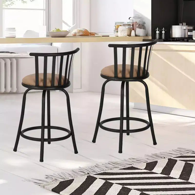 Set di 2 sgabelli da bar girevoli, altezza regolabile da 24/29", schienale basso, finta pelle scamosciata, senza braccioli