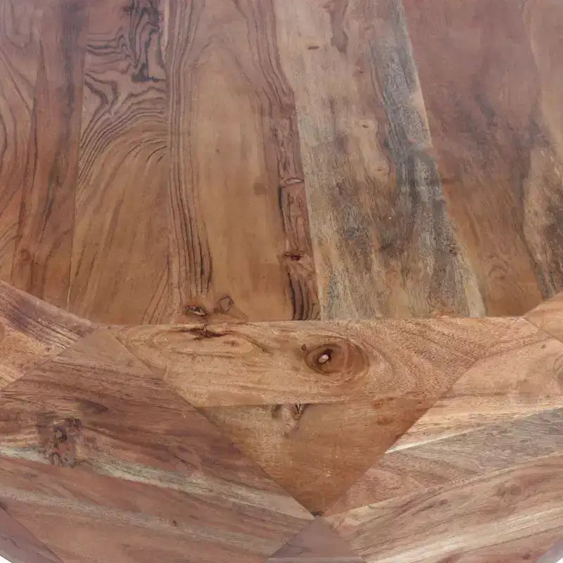 Tavolino da caffè in legno di acacia a forma di diamante con piano liscio, marrone naturale