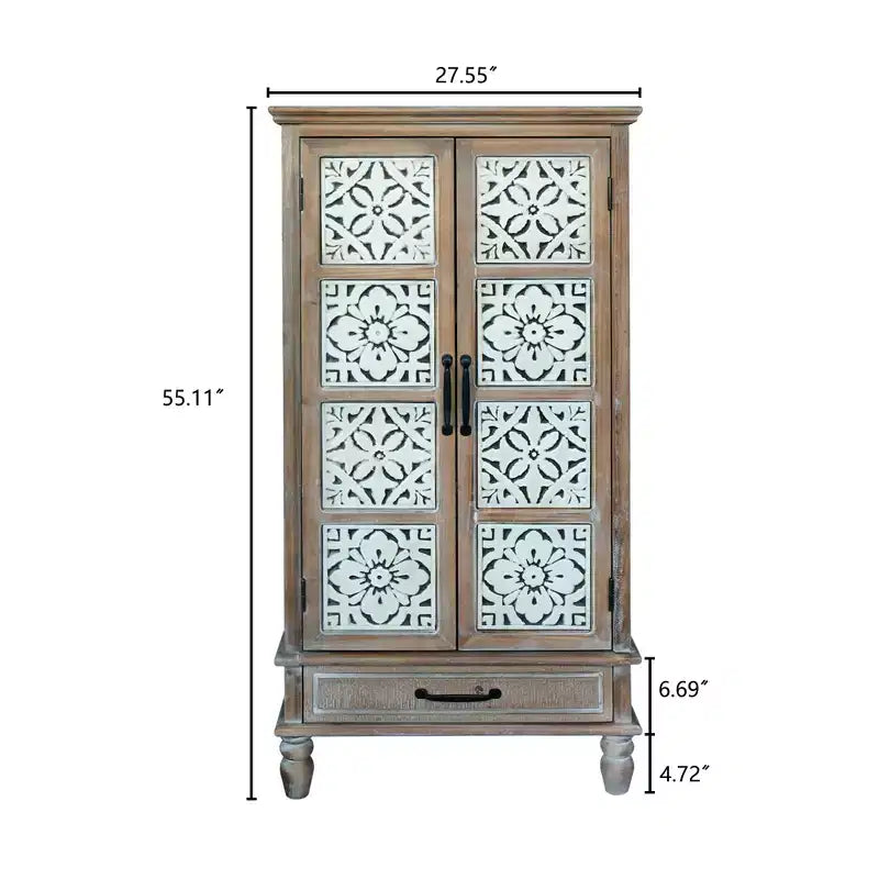 Credenza rustica in legno di abete da 27,55'' con 2 ante e 1 cassetto