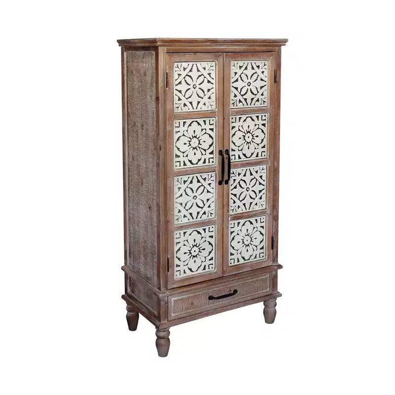 Credenza rustica in legno di abete da 27,55'' con 2 ante e 1 cassetto