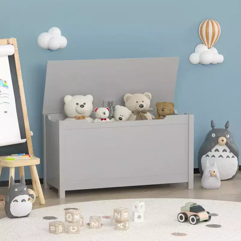 Contenitore porta giocattoli per bambini, Armadietto multiuso con coperchio con cerniera di sicurezza per bambini dai 2 anni in su, Montaggio rapido