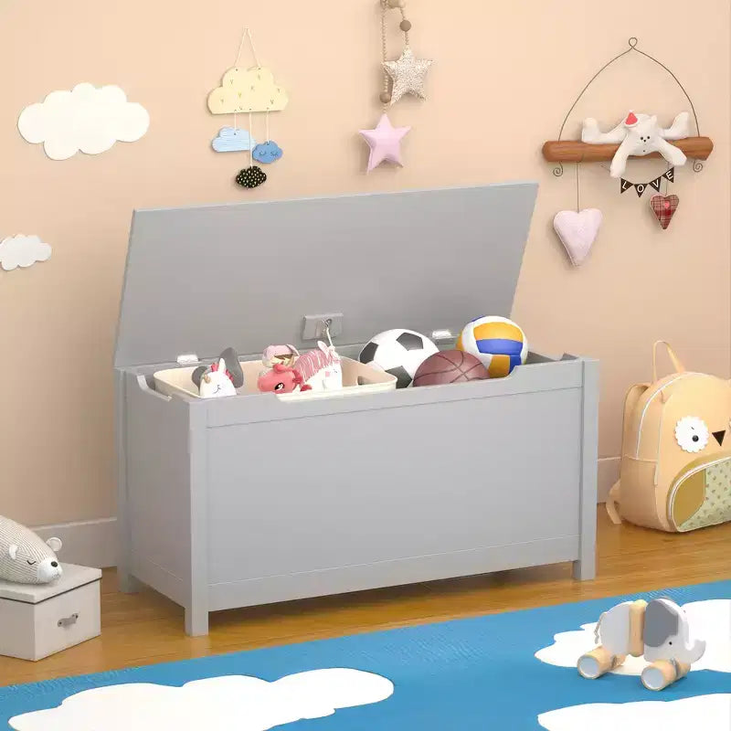 Contenitore porta giocattoli per bambini, Armadietto multiuso con coperchio con cerniera di sicurezza per bambini dai 2 anni in su, Montaggio rapido