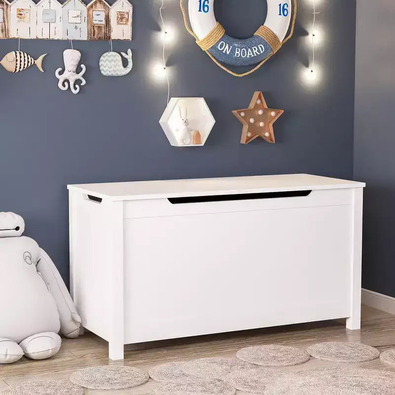 Contenitore porta giocattoli per bambini, Armadietto multiuso con coperchio con cerniera di sicurezza per bambini dai 2 anni in su, Montaggio rapido
