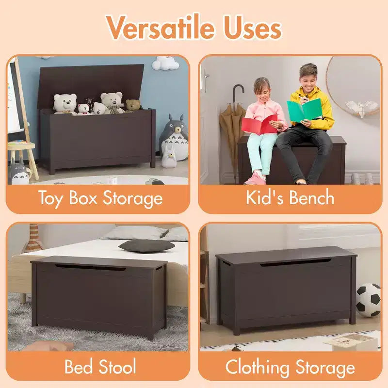 Contenitore porta giocattoli per bambini, Armadietto multiuso con coperchio con cerniera di sicurezza per bambini dai 2 anni in su, Montaggio rapido