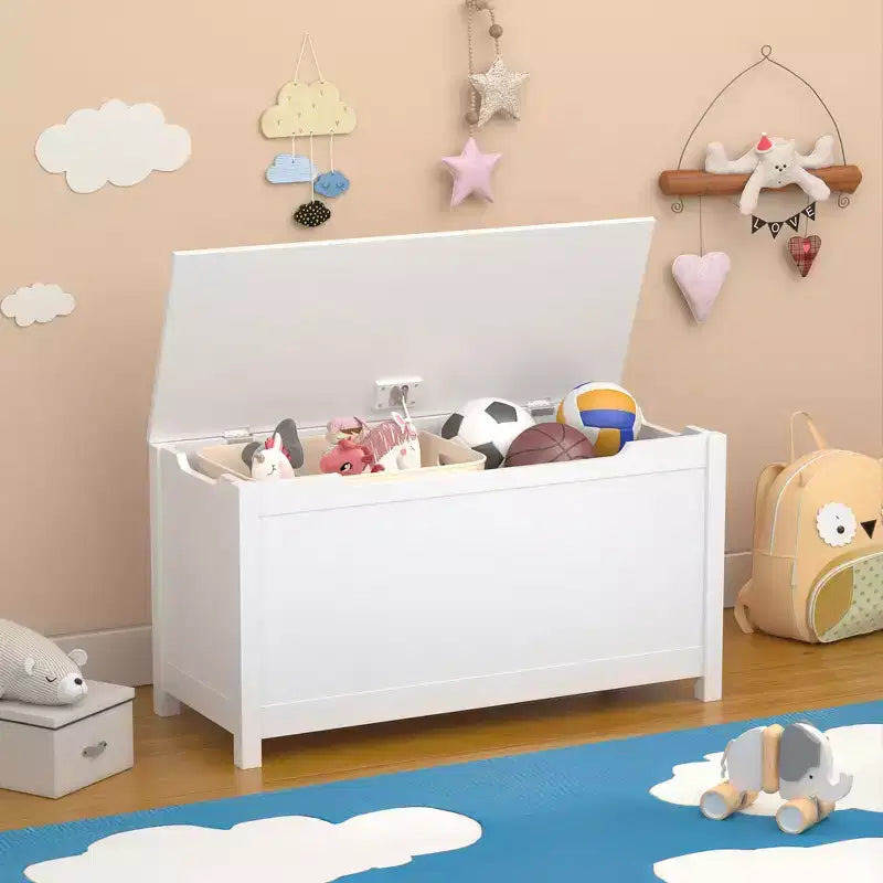 Contenitore porta giocattoli per bambini, Armadietto multiuso con coperchio con cerniera di sicurezza per bambini dai 2 anni in su, Montaggio rapido