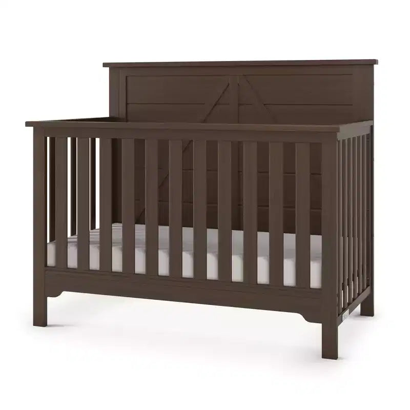 Culla convertibile 4 in 1, si trasforma in divanetto, lettino per bambini e letto a una piazza e mezza, 3 posizioni del materasso, finitura sicura per i bambini