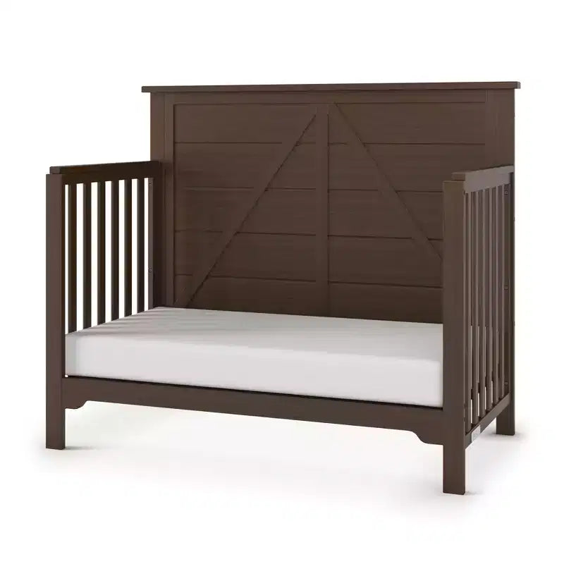 Culla convertibile 4 in 1, si trasforma in divanetto, lettino per bambini e letto a una piazza e mezza, 3 posizioni del materasso, finitura sicura per i bambini