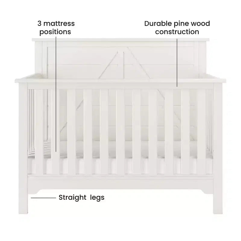 Culla convertibile 4 in 1, si trasforma in divanetto, lettino per bambini e letto a una piazza e mezza, 3 posizioni del materasso, finitura sicura per i bambini