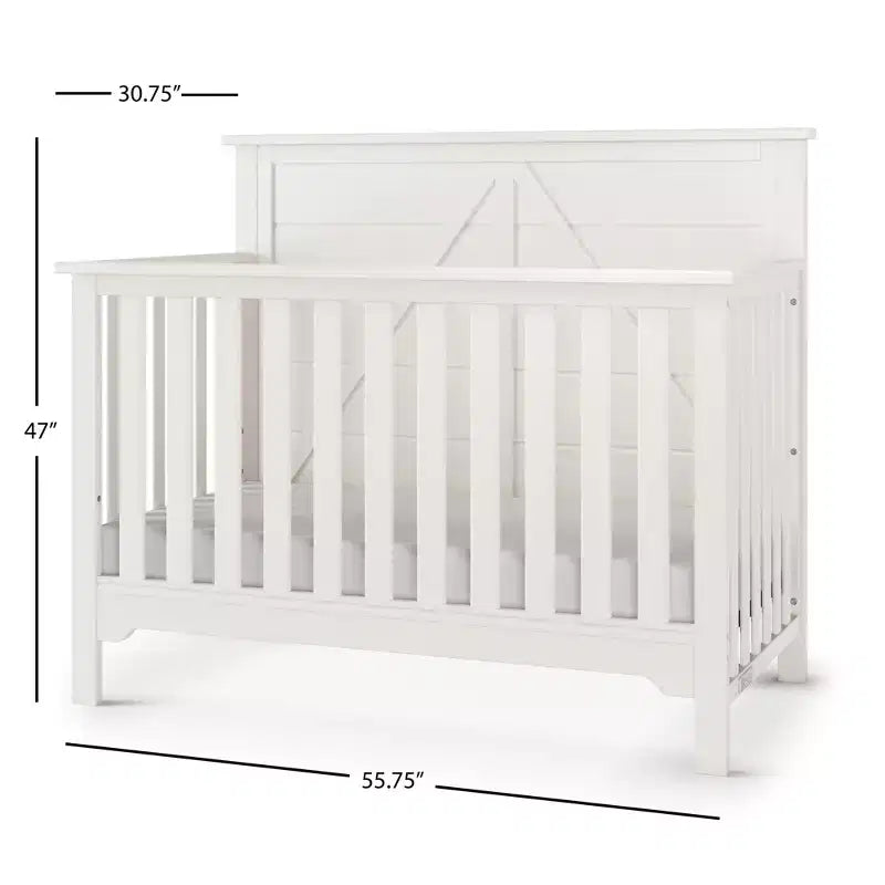 Culla convertibile 4 in 1, si trasforma in divanetto, lettino per bambini e letto a una piazza e mezza, 3 posizioni del materasso, finitura sicura per i bambini