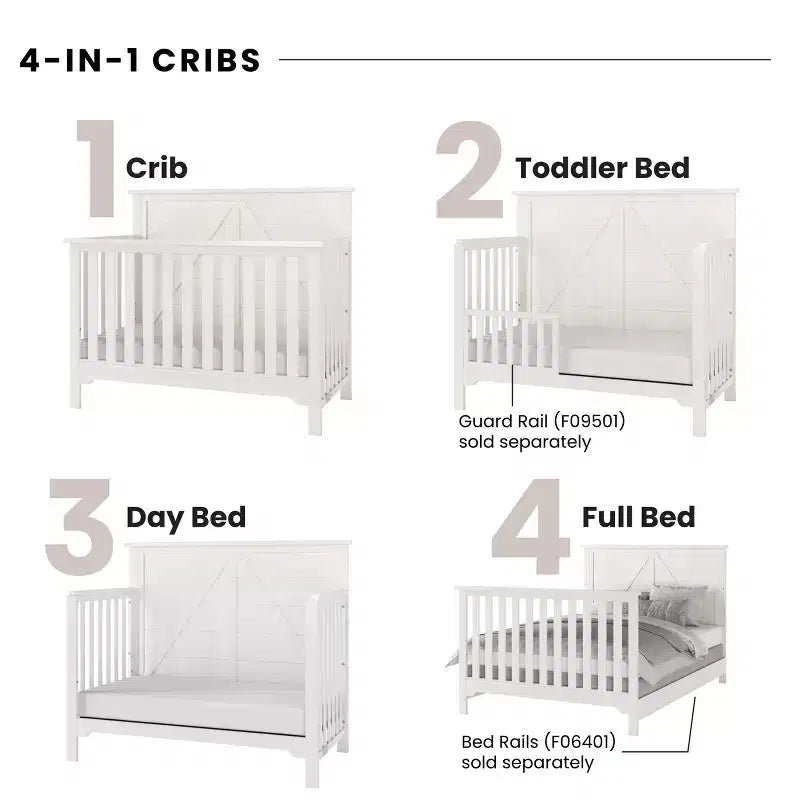 Culla convertibile 4 in 1, si trasforma in divanetto, lettino per bambini e letto a una piazza e mezza, 3 posizioni del materasso, finitura sicura per i bambini