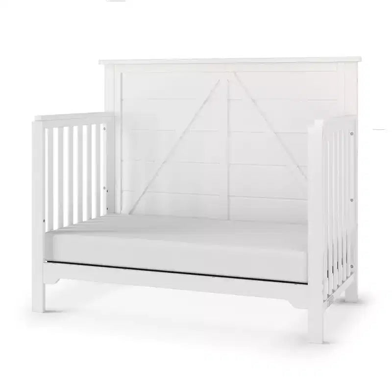 Culla convertibile 4 in 1, si trasforma in divanetto, lettino per bambini e letto a una piazza e mezza, 3 posizioni del materasso, finitura sicura per i bambini