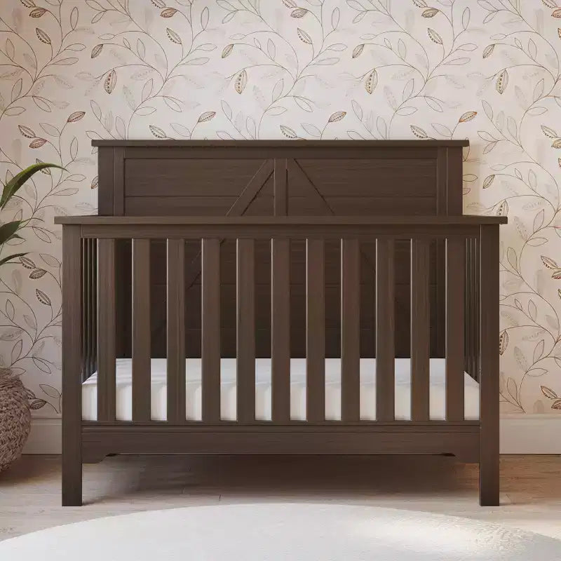 Culla convertibile 4 in 1, si trasforma in divanetto, lettino per bambini e letto a una piazza e mezza, 3 posizioni del materasso, finitura sicura per i bambini