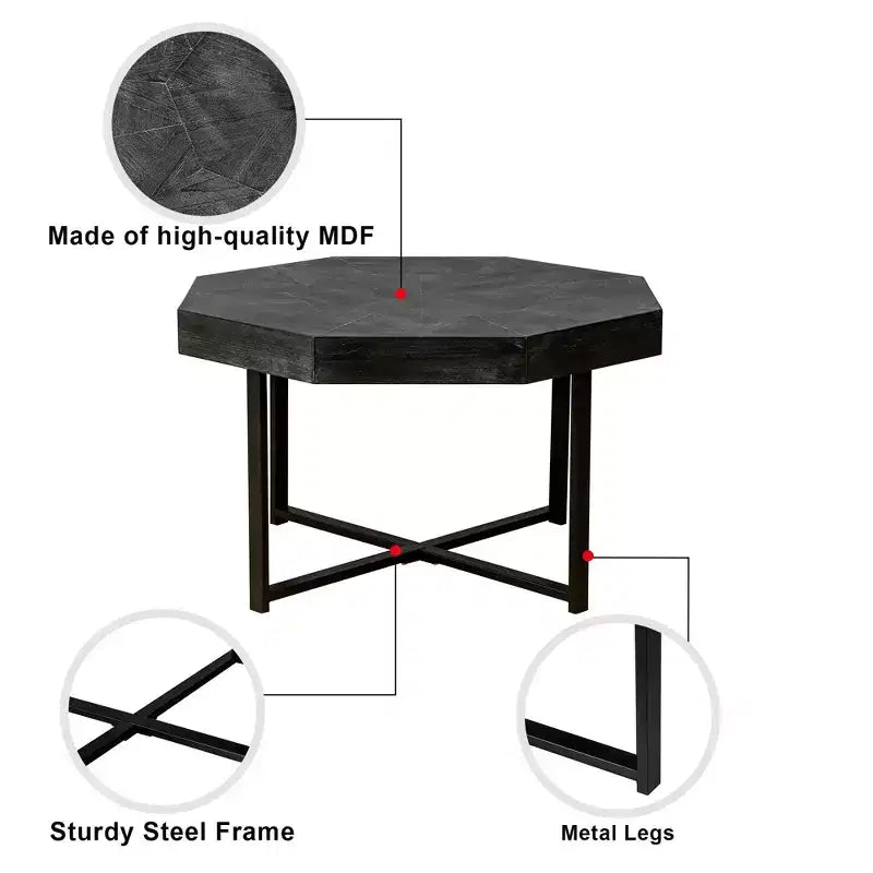 Vintage Octagonal Coffee Table, Steel Crisscross Base