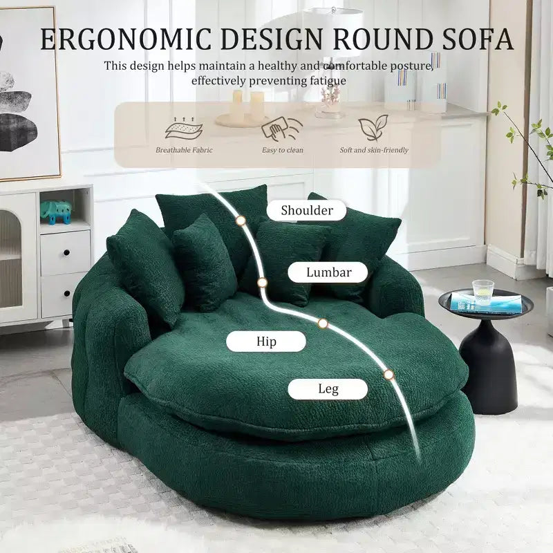 Divano sacco gigante con 5 cuscini, 3 posti, schienale avvolgente, imbottitura in memory foam