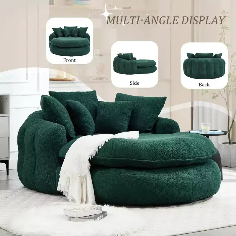Divano sacco gigante con 5 cuscini, 3 posti, schienale avvolgente, imbottitura in memory foam