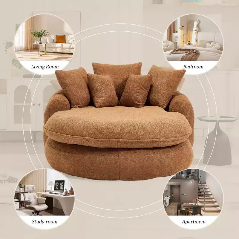 Divano sacco gigante con 5 cuscini, 3 posti, schienale avvolgente, imbottitura in memory foam
