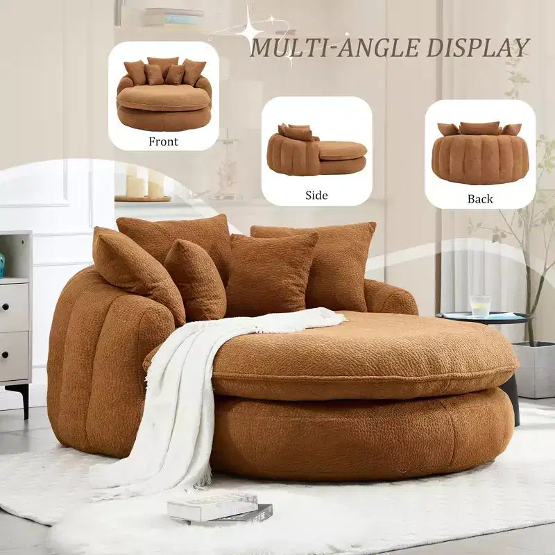 Divano sacco gigante con 5 cuscini, 3 posti, schienale avvolgente, imbottitura in memory foam