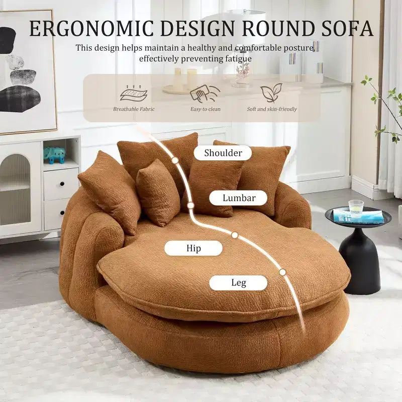 Divano sacco gigante con 5 cuscini, 3 posti, schienale avvolgente, imbottitura in memory foam
