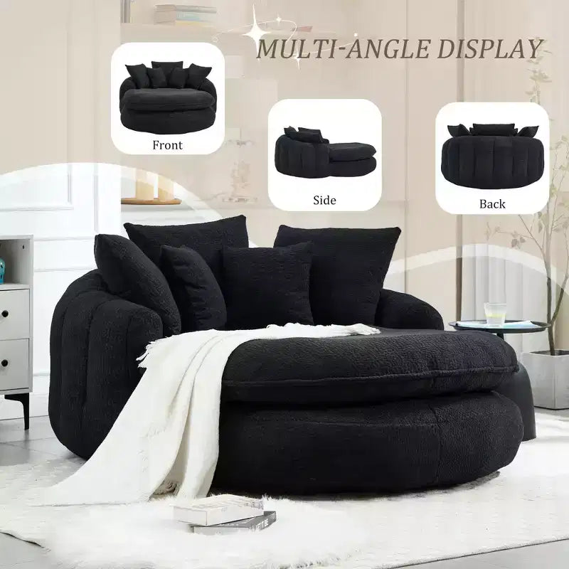 Divano sacco gigante con 5 cuscini, 3 posti, schienale avvolgente, imbottitura in memory foam