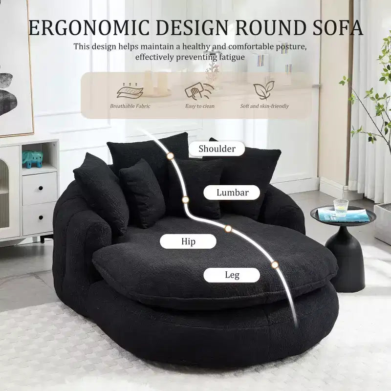 Divano sacco gigante con 5 cuscini, 3 posti, schienale avvolgente, imbottitura in memory foam