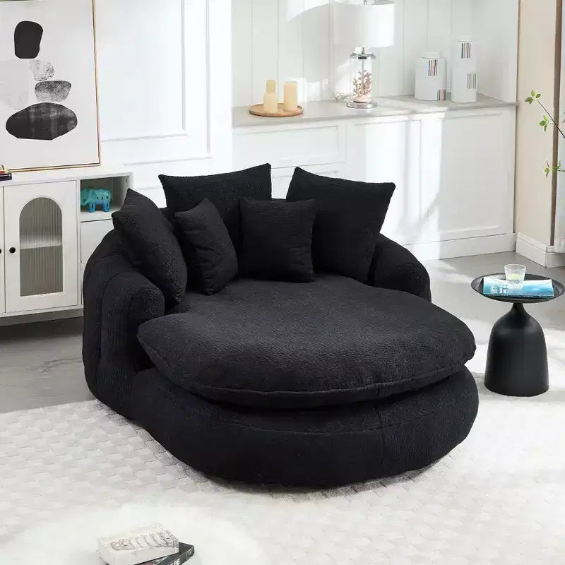 Divano sacco gigante con 5 cuscini, 3 posti, schienale avvolgente, imbottitura in memory foam