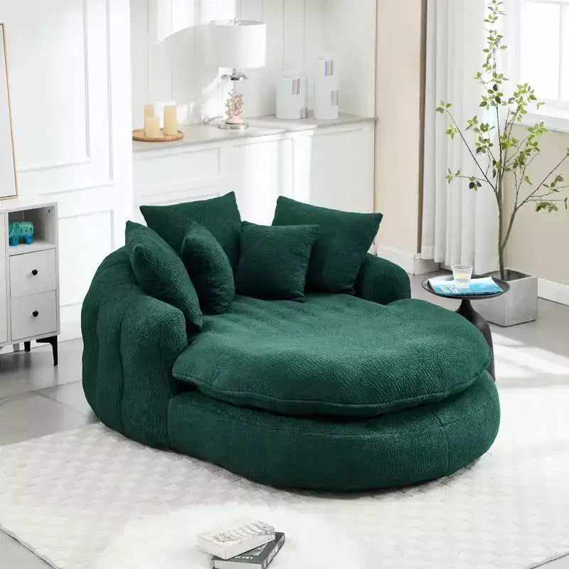 Divano sacco gigante con 5 cuscini, 3 posti, schienale avvolgente, imbottitura in memory foam