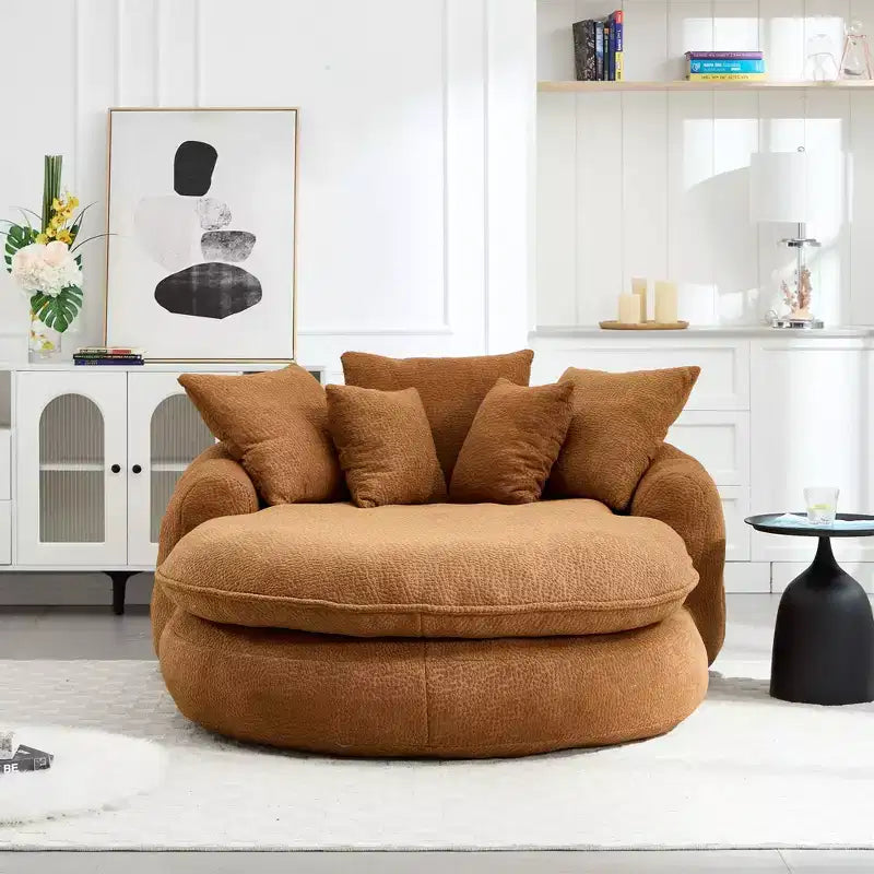 Divano sacco gigante con 5 cuscini, 3 posti, schienale avvolgente, imbottitura in memory foam