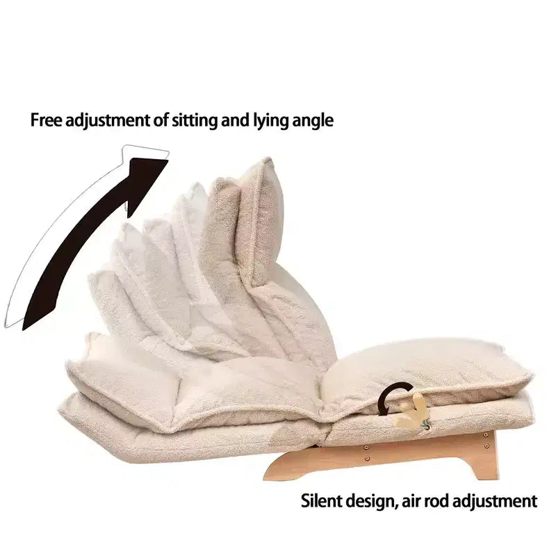 Poltrona Sacco Pieghevole con Poggiapiedi, Schienale Regolabile, Schiuma ad Alta Densità, Beige