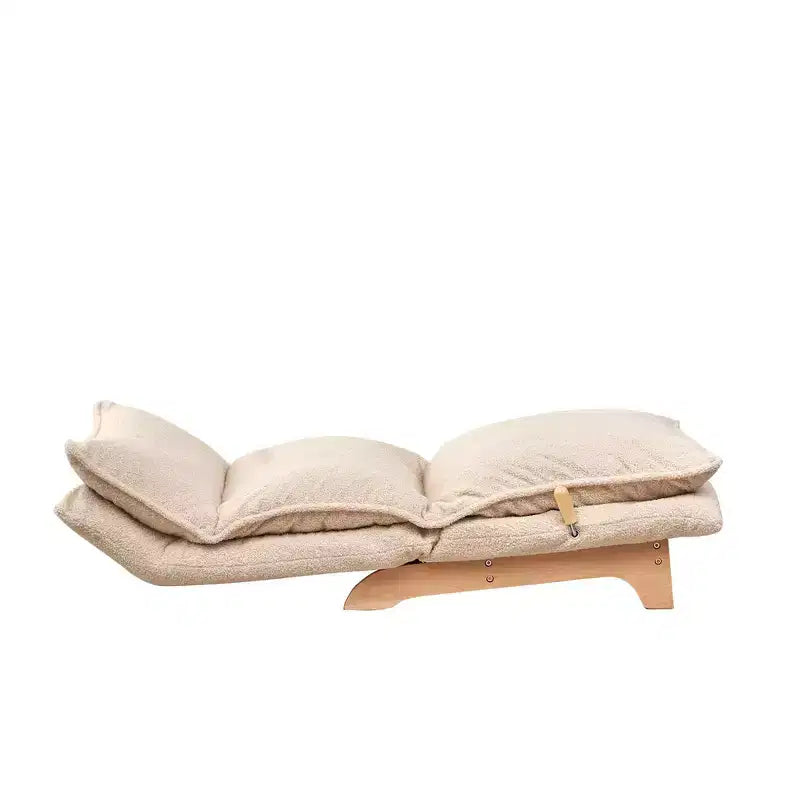 Poltrona Sacco Pieghevole con Poggiapiedi, Schienale Regolabile, Schiuma ad Alta Densità, Beige