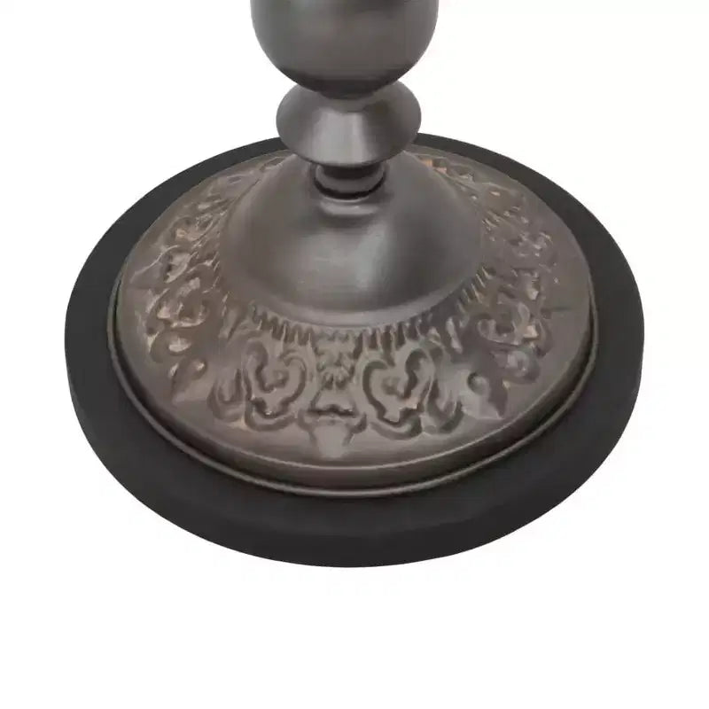 Tavolino Rotondo in Legno Massello di Abete, Marrone, Base a Piedistallo in Acciaio, Diametro 40 cm