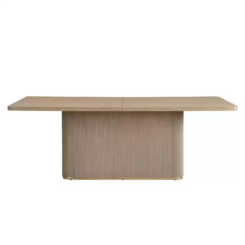 Tavolo da pranzo rettangolare moderno da 213 cm per 8 persone con base a piedistallo