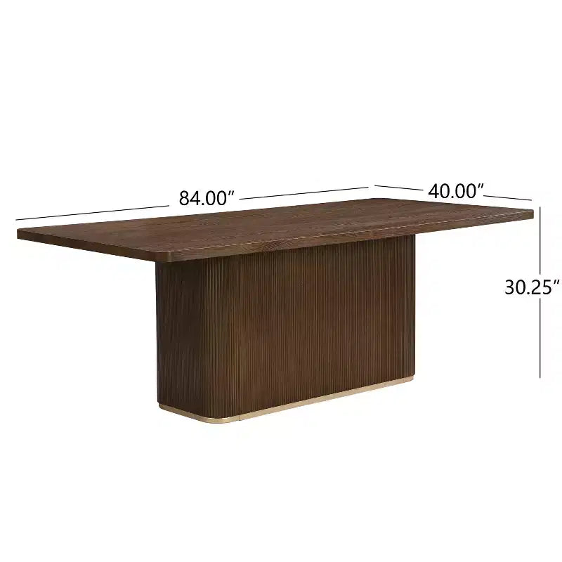 Tavolo da pranzo rettangolare moderno da 213 cm per 8 persone con base a piedistallo