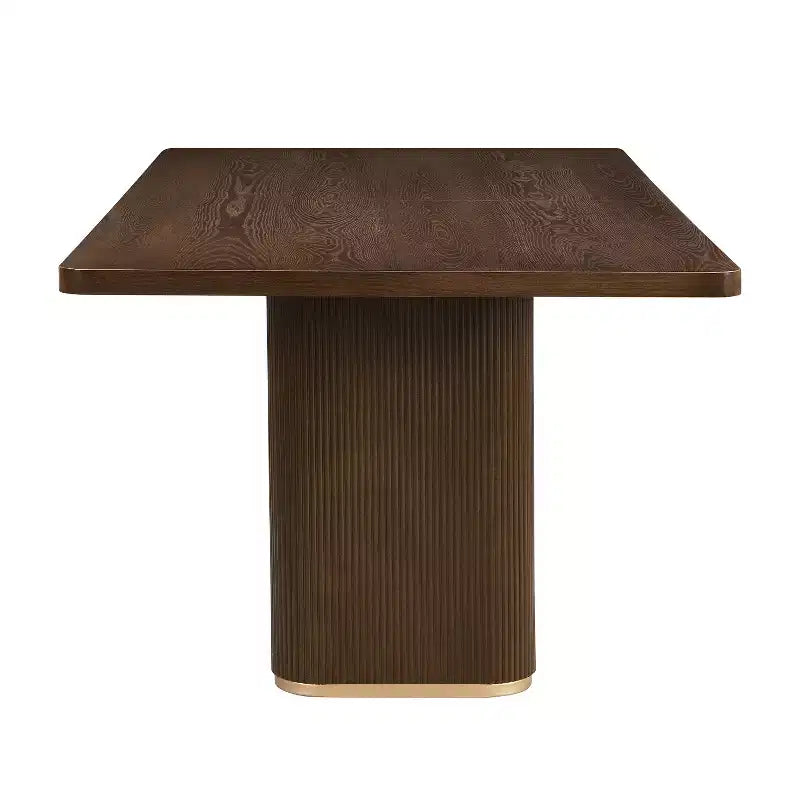Tavolo da pranzo rettangolare moderno da 213 cm per 8 persone con base a piedistallo