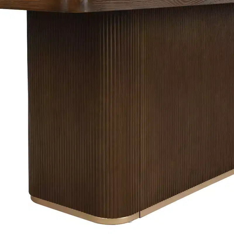 Tavolo da pranzo rettangolare moderno da 213 cm per 8 persone con base a piedistallo
