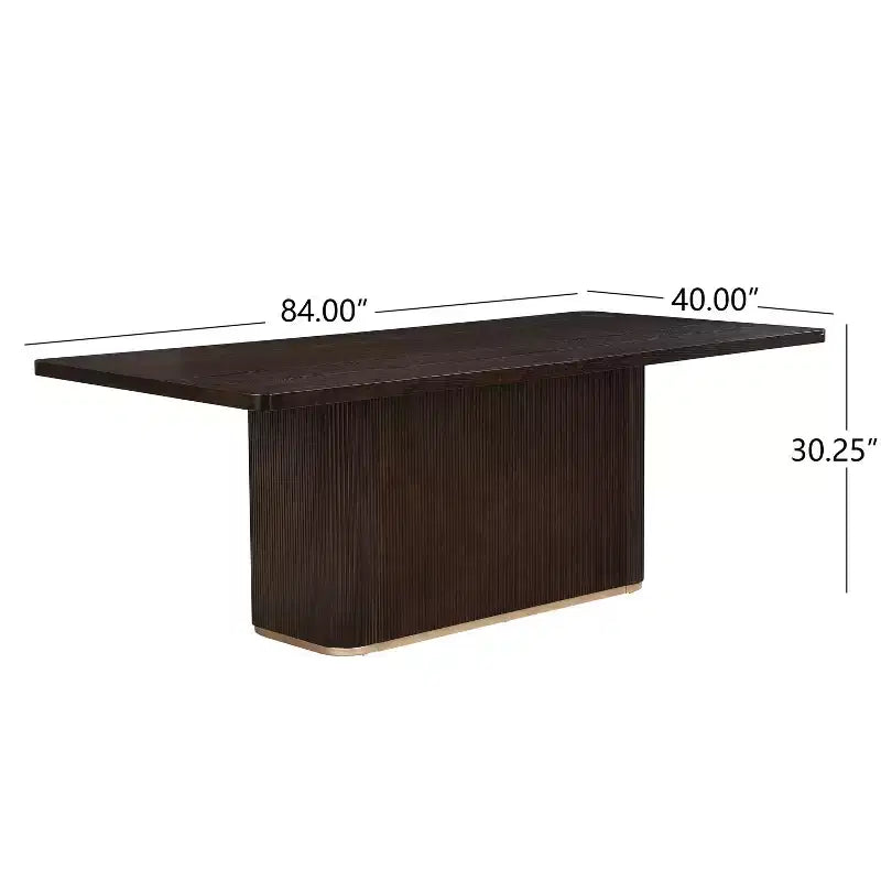 Tavolo da pranzo rettangolare moderno da 213 cm per 8 persone con base a piedistallo