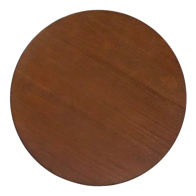 Tavolino rotondo in rattan con piano in legno di gomma massiccio, tavolino d'appoggio da 40 cm