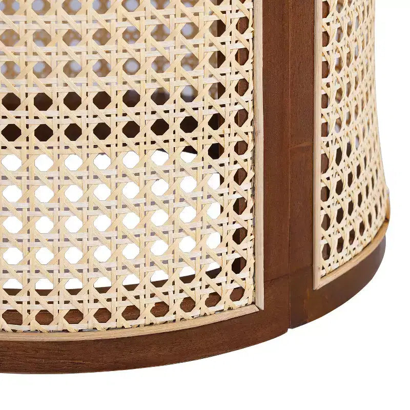 Tavolino rotondo in rattan con piano in legno di gomma massiccio, tavolino d'appoggio da 40 cm